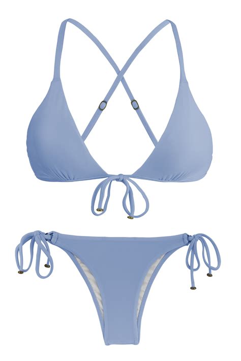 Blue Denim Side Tie Brazilian Bikini Garoa Tri Arg Rio De Sol