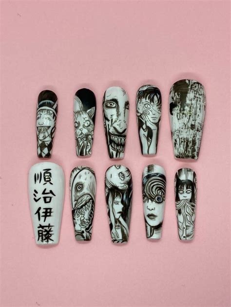 Junji Ito Nails Hand Painted By Taylasdream Anime Nails Goth Nails
