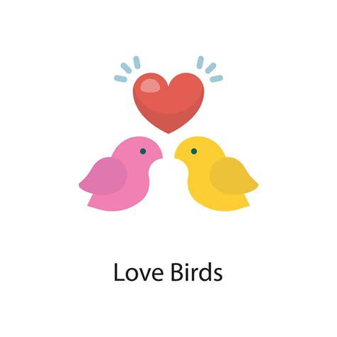Love Birds Vector Flat Icon Design Illustration Love Symbol On White
