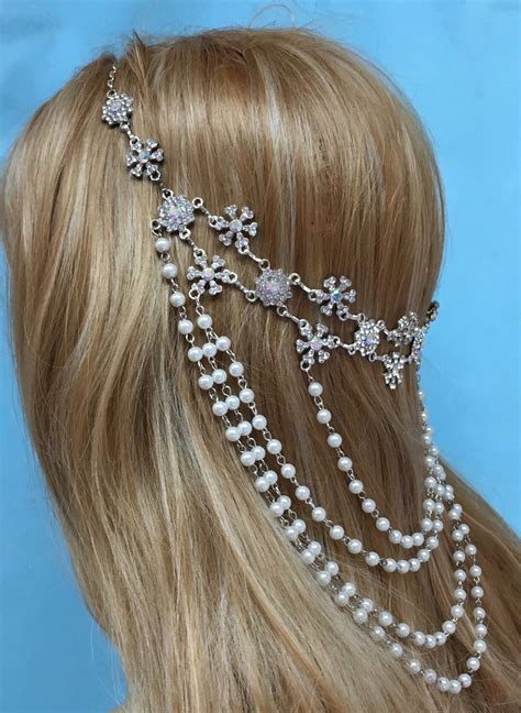 Boho Crystal Pearl Rhinestone Headpiece For Bridal Wedding Cmt Jewelry