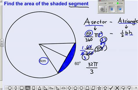 Mar 29, 2021 · a = 22 / 7 (7)². Finding area of a segment.avi - YouTube