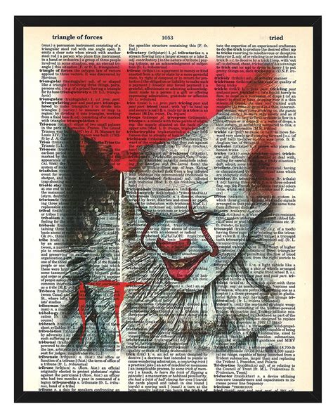 Buy Pennywise The Clown Stephen King It Horror Movie Fan Art Pennywise Dictionary Art Print X