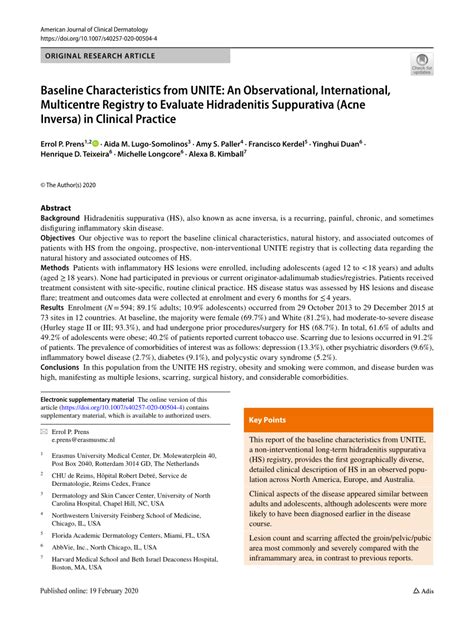 Pdf Baseline Characteristics From Unite An Observational