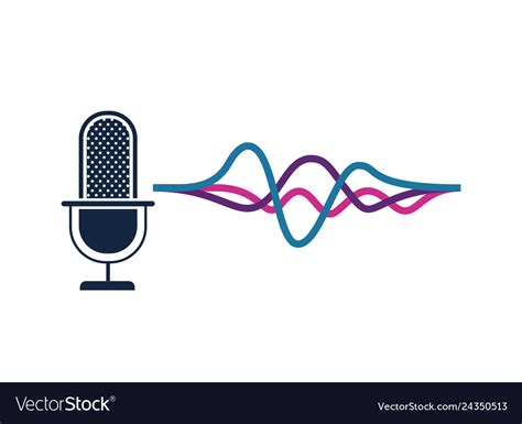 Microphone With Sound Wave Isolated Icon Vector Image