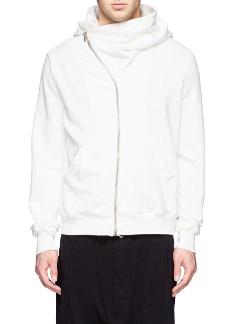 Rick Owens Drkshdw Non Linear Zip Front Hoodie In White For Men Lyst