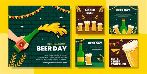 International Beer Day Social Media Post Flat Cartoon Hand Drawn Templates Background