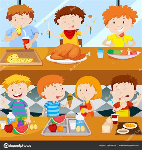 Realizzato con la carta crespa, semplice ma d'effetto. Molti bambini mangiano in mensa - Grafica Vettoriale ...