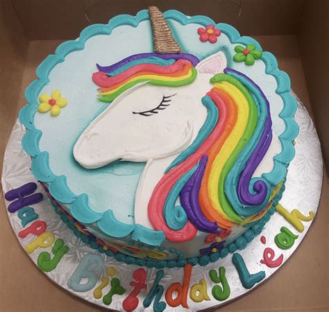 Stack cakes on a cake board, making sure to frost between each layer. Calumet Bakery Unicorn Drawing Cake | Girls Decorated ...