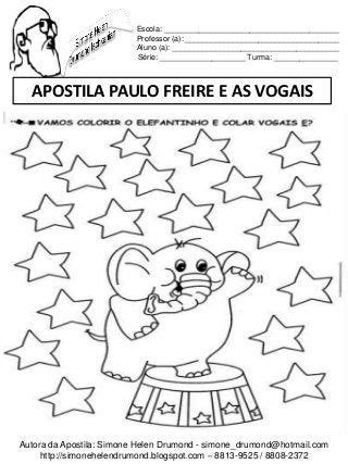 Paulo Freire E As Vogais Apostila Simone Helen Drumond Pr Tica De