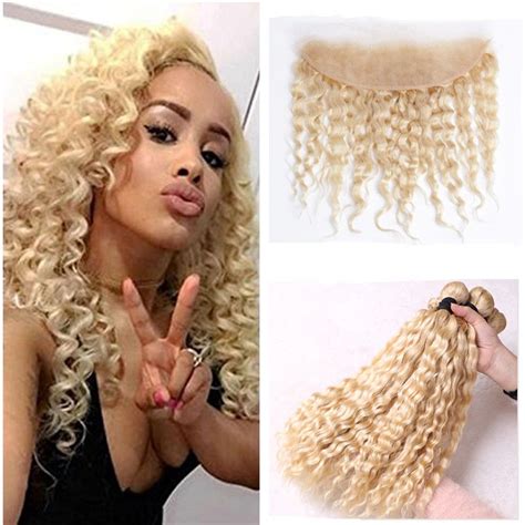 New Arrive Blonde Water Wave Human Hair Weaves With Lace Closure