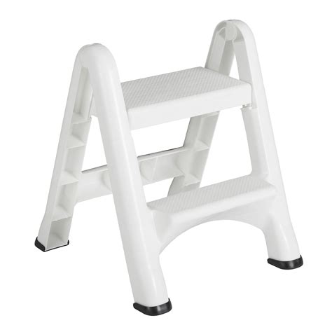 Rubbermaid Ez Two Step Durable Folding Ladder Step Stool White