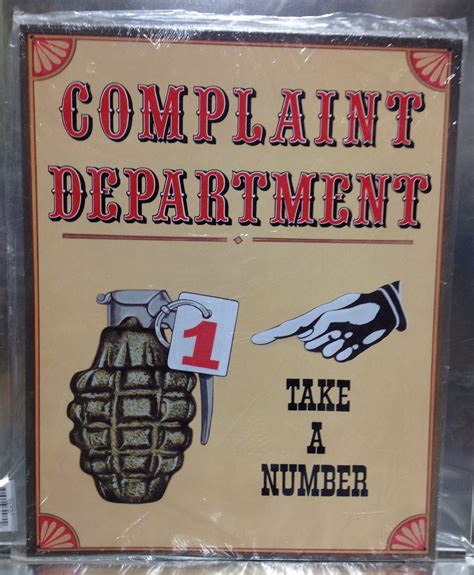 12 X 15 Tin Sign Complaint Department Take A Number Metal Sign New