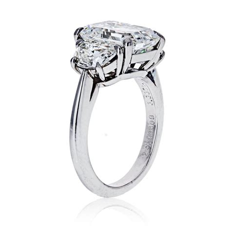 Tiffany And Co 333 Carat Emerald Cut Three Stone Diamond Engagement