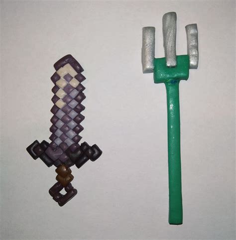 I Made An Enchanted Netherite Sword And A Trident Using Polymer Clay