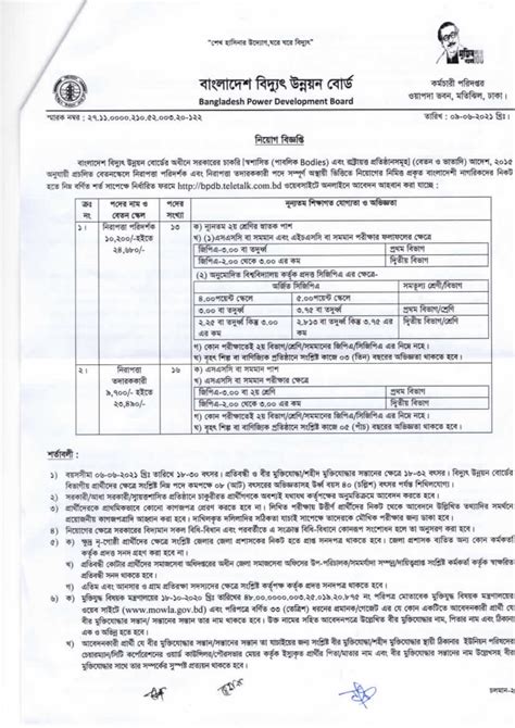 Bangladesh Power Development Board Bpdb Job Circular 2021 Pdf 1