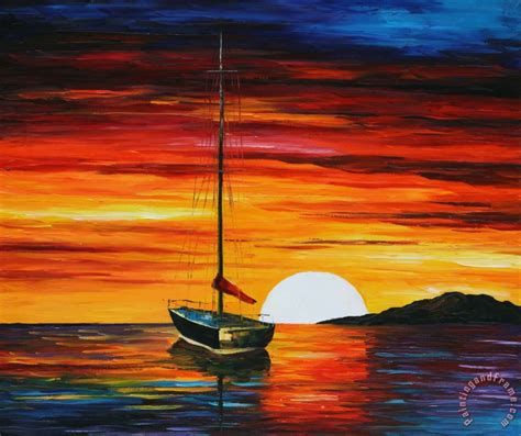 Leonid Afremov Fishing In The Sunset Painting Fishing In The Sunset