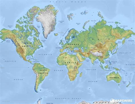 Free Physical Maps Of The World Mapswire World Physical Map