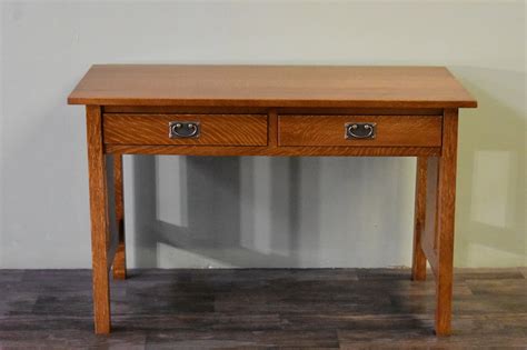 Mission Solid Quarter Sawn Oak 2 Drawer Library Table Desk Etsy