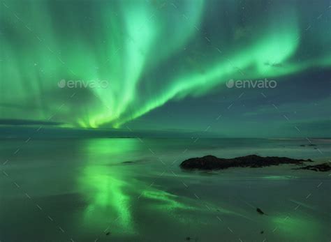 Aurora On The Sea Northern Lights In Lofoten Stock Photo By Den Belitsky