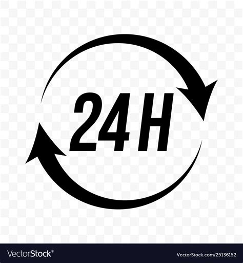 24 Hours Round Clock Arrow Icon Customer Support Vector Image