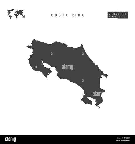 Costa Rica Blank Map Isolated On White Background High Detailed Black