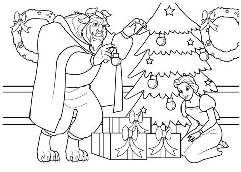 Dibujos De La Bella Y La Bestia Navidad Para Colorear Para Colorear
