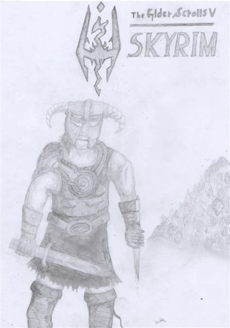 The Elder Scrolls V Skyrim Dovahkiin Drawing By Darkmario007 On