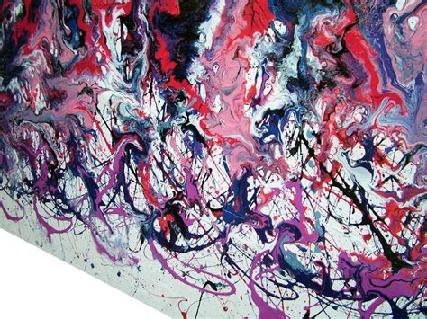 Large Abstract Purple And Red Painting Original Fluid Dynamics