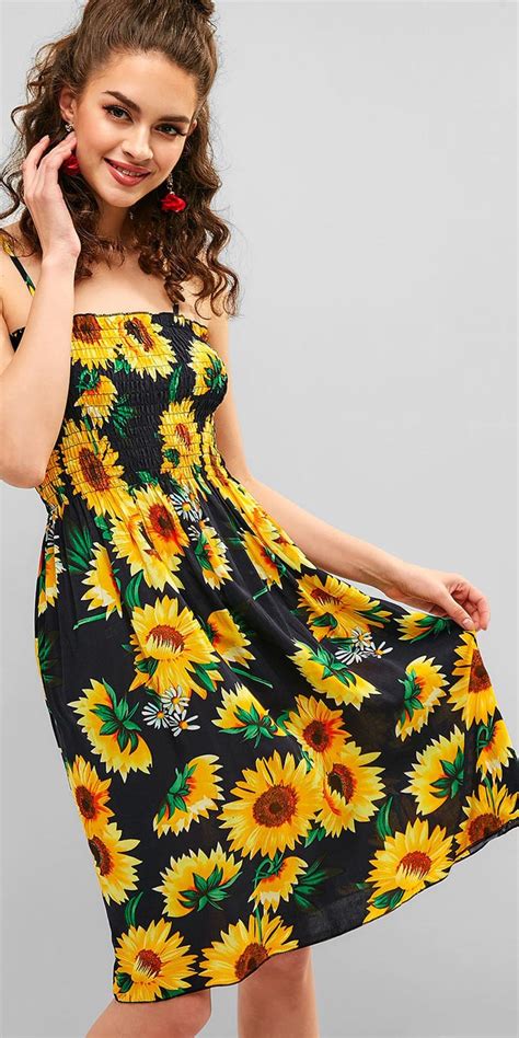 summer with sunflower dress holiday sundresses dresses shirred dress unique outfits