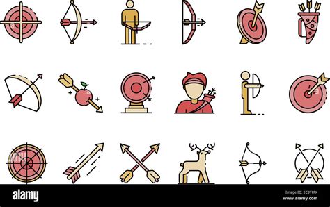 Archery Icons Set Vector Flat Stock Vector Image And Art Alamy