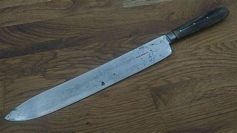 A Antique Forged Sheffield Carbon Steel 9 Butcher Carving Knife Horn