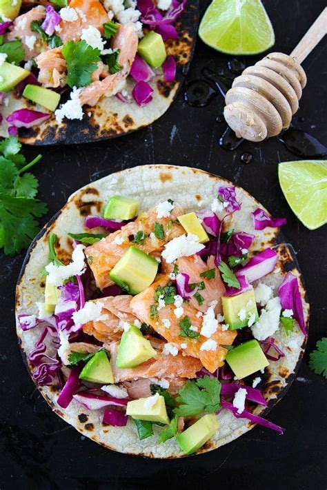 Salmon Fish Tacos Honey And Lime Two Peas And Their Pod