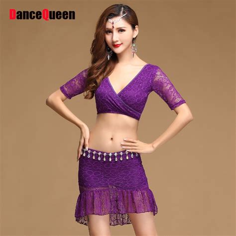 2018 Sex Female Belly Dance Dress Women Modal Lace 2pcs 3pcs Bollywood
