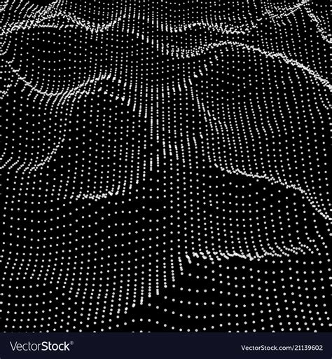 Abstract Digital Wave Grid Consist Particles Vector Image