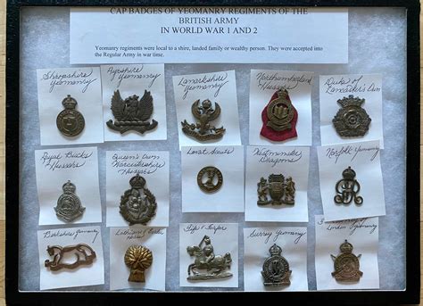 Vintage Cap Badges Of Yeomanry Regiments Of The British Army In Ww1 And
