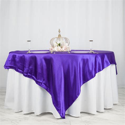Buy Purple Satin Overlay Seamless Square Table Overlays Pack Of Overlay At