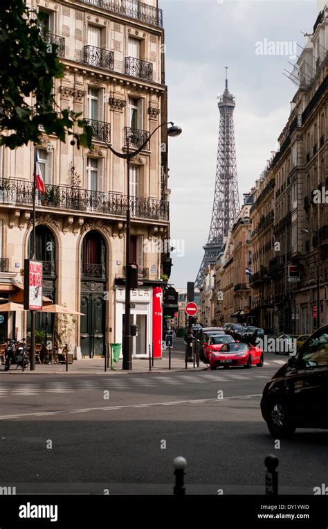 Eiffel Tower View From Side Streets In Paris Daytime Stock Photo Alamy
