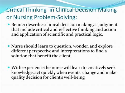 Clinical Decision Making In Nursing Essay