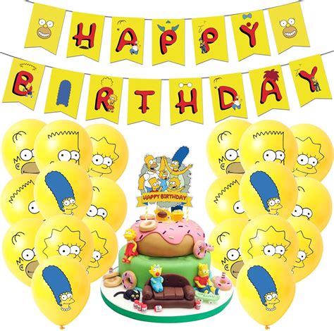 Simpsons Party Supplies ， Simpsons Birthday Party Set Includes Happy
