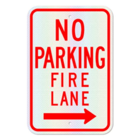 NTSigns R7 FLR 12 HIP No Parking Fire Lane With Right Arrow