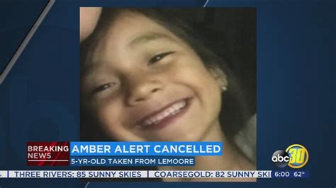 Amber Alert Canceled For 5 Year Old Lemoore Girl Taken From Home