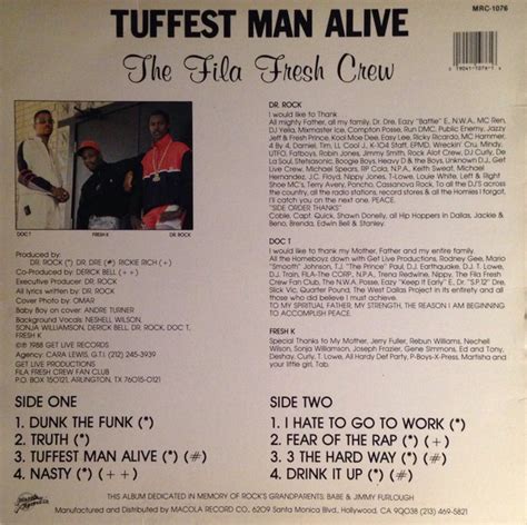 Tuffest Man Alive By The Fila Fresh Crew Vinyl 1988 Get Live Records