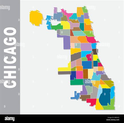 Chicago Cooorful Neighborhood Vector Map Stock Vector Image And Art Alamy