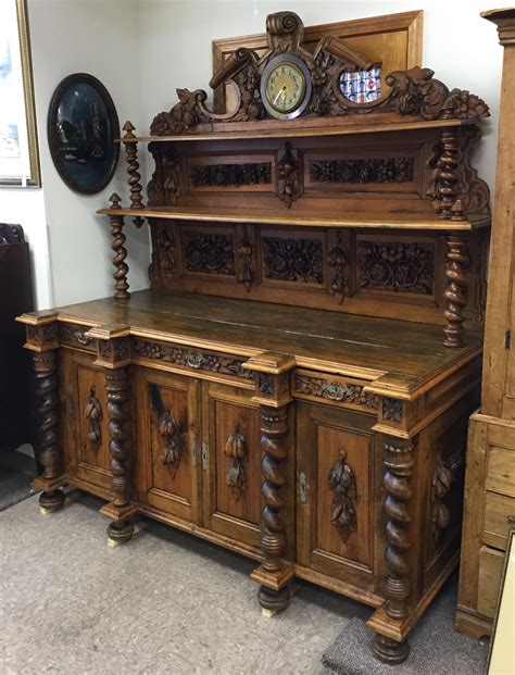 Amazing 1800s German Ornate Hand Carved Sideboardbuffet For Sale