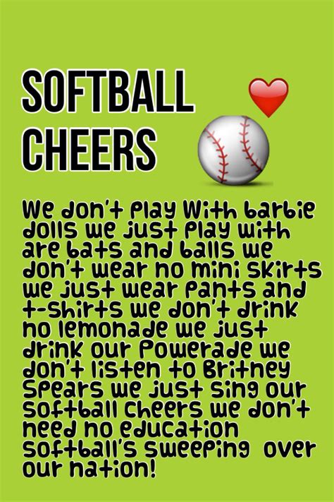 Softball cheers | Softball cheers, Softball quotes, Softball funny