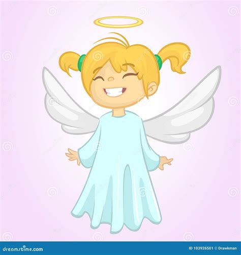 Cute Christmas Angel Character Vector Illustration Isolated Stock