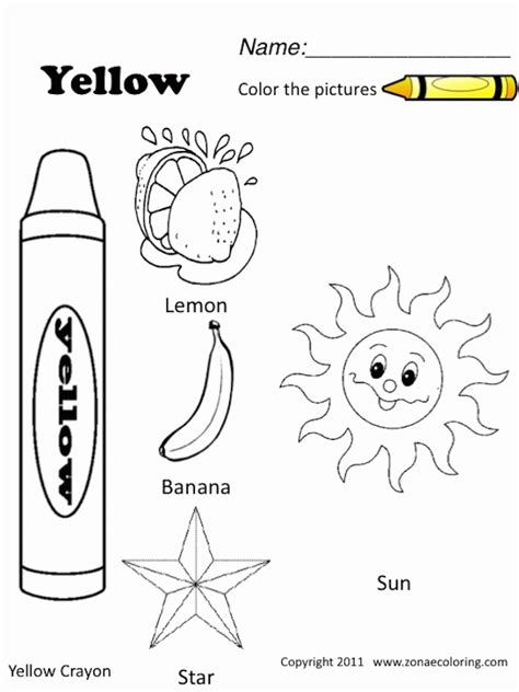 Step by step child care and preschool color yellow theme. Yellow Coloring Pages Printable - Coloring Home