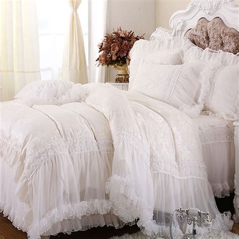 Browse from the vast collection of luxury comforter sets here at latestbedding.com. Luxury white lace falbala ruffle Cake bedding set queen ...