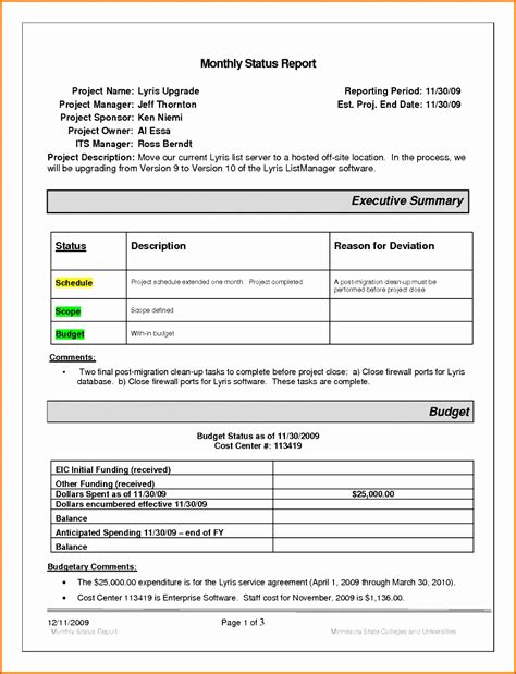 22 Project Management Status Report Template Excel