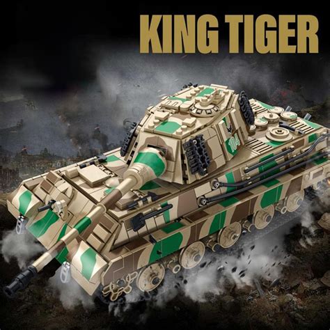 Panlosbrick 632016 King Tiger Heavy Tank With Motor Brick Set Kazi Block